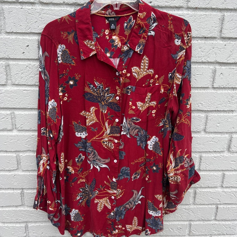 Intro wine colored XL button down shirt
